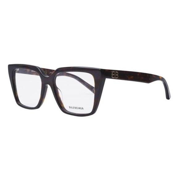 NEW BB0130O 005 BALENCIAGA DARK HAVANA WOMEN SQUARE EYEGLASSES - Picture 1 of 4